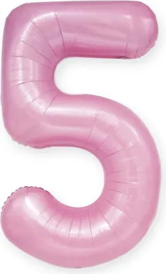 Image de Ballon en plastique chiffre 5 CINQ roses pastel 100 cm