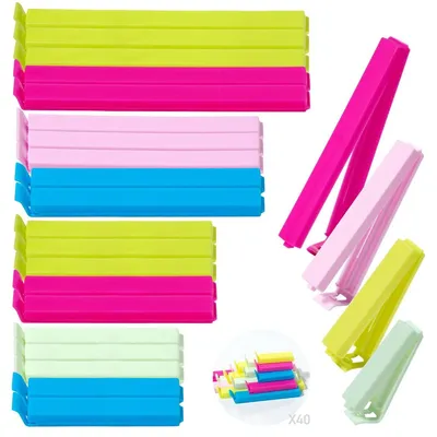 Produktbild von Tütenclips Verschlussclips Lebensmittelclips - Set mit 40 Stück - Kunststoff - 4 Größen - 6, 8, 11 und 14 cm