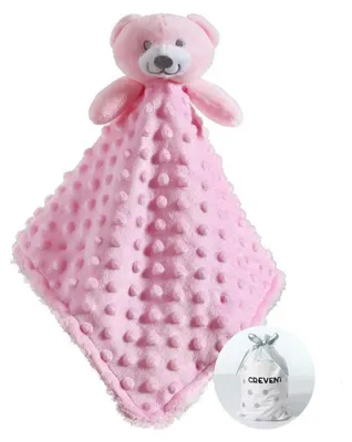 Obrázok produktu pre Detská prikrývka "Ružový medvedík", 34x34 cm, materiál Minky Dot, vnútorná vrstva Sherpa,  Öko-Tex 100