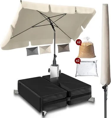 Imagen del producto de Sombrilla para balcón con soporte, 200 x 125 cm, juego 3 en 1, color beige