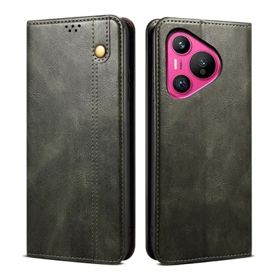 Produktbild von Hülle für Huawei Pura 70 Leder Brieftasche Schutzhülle mit Standfunktion Grün
