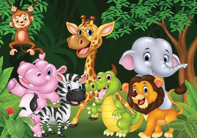 Produktbild von Fototapete KINDERZIMMER Tiere Dschungel Affen 11412_P (Größe: P8 (368cm. x 254cm.))