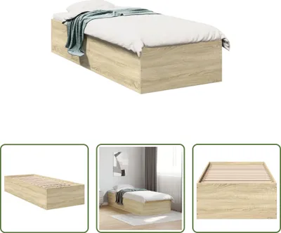 Produktbild von The Living Store Bettgestell Sonoma-Eiche 90x190 cm Holzwerkstoff