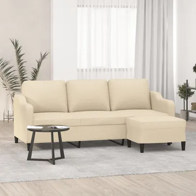Obrázek produktu pro Maison Exclusive – třímístná pohovka s podnožkou, krémová, 180 cm, látka