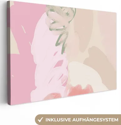 Produktbild von MuchoWow® - Leinwandbilder - Rosa - Kunst - Abstrakt - Modern, Wandbild, Wanddeko Bilder Wohnzimmer, 120x80 cm