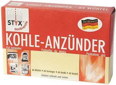 Obrázek produktu pro Zapalovače Styx na dřevěné uhlí se rychle a bezpečně zapalují bílé 64 kusů