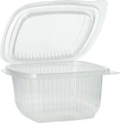 Produktbild von Verpackungsbecher mit Klappdeckeln, PP rechteckig 375 ml 6,2 cm x 11,5 cm x 12 cm transparent