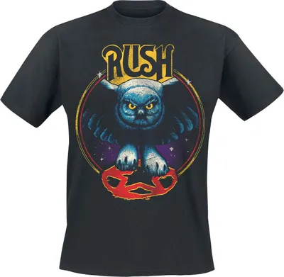 Produktbild von Rush T-Shirt Herren Owl Star schwarz Band-Merch, Bands 100% Baumwolle XL