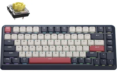 Obrázok produktu pre Keychron J1, bezdrôtová mechanická klávesnica s podporou QMK, 2,4 GHz a Bluetooth – tmavomodrá / RGB podsvietenie (vymeniteľné spínače) / Banana