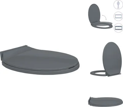 Produktbild von vidaXL Toilettensitz mit Absenkautomatik Grau Oval -  Toilettensitze