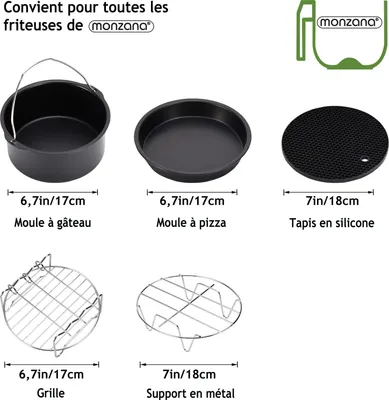 Image de Ensemble d'Accessoires pour friteuse à air chaud Monzana - 9 pièces pour pâtisserie cuisine - moule
