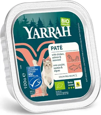 (DLA KOTA) PASZTET Z ŁOSOSIA Z ALGAMI MORSKIMI BIO 100 g - YARRAH