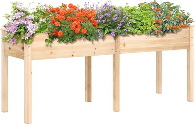 Image de Jardinière surélevée en bois avec pieds, 185 x 58 x 77 cm