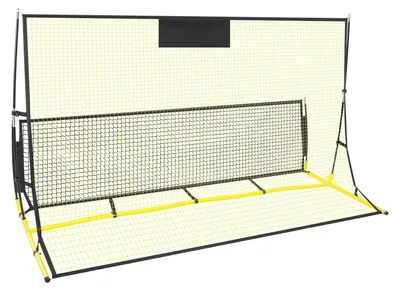 Immagine prodotto di Rete di allenamento per il calcio, a doppio lato, con superficie di rimbalzo regolabile in altezza e bassa. Struttura portatile. Dimensioni: 210x120x85 cm. Colore: giallo
