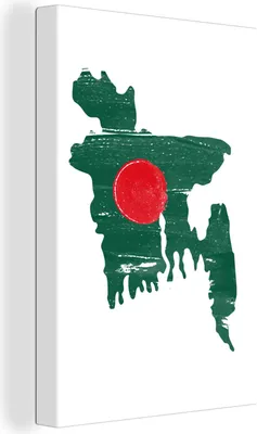 Zdjęcie produktu dla OneMillionCanvasses® - Obrazy na płótnie - 90x140 cm, Bangladesz - Flaga - Mapa, Dekoracja ścienna - Zdjęcie na płótnie - Obraz na drewnianej ramie - Dekoracja ścienna - Sypialnia