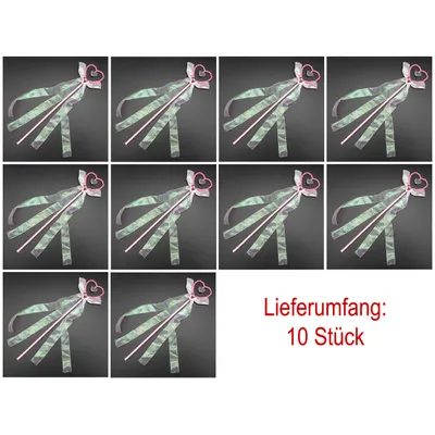 Produktbild von 10-Stück Rosa Prinzessin oder Feenstab mit Perlen und Herzen