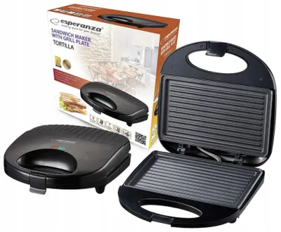 Produktbild von Esperanza Sandwichmaker 1000W Grill-Tortilla, Antihaftplatten 2025 opiekacz