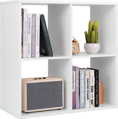Produktbild von COSTWAY Bücherregal mit 4 Fächern, Würfelregal, Standregal, offenes Regal, Aufbewahrungsregal für Wohnzimmer, Arbeitszimmer, Büro, modern, Weiß