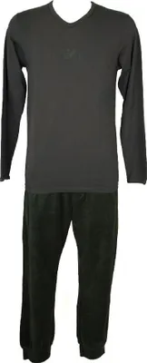 Immagine prodotto di Pigiama uomo manica lunga scollo V in cotone pantalone lungo in pile EMPORIO ARMANI articolo 111247 3A715+111382 3A589, M, Cotone 95%,Spandex 5%