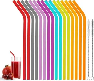 Obrázok produktu pre Silikónové slamky, 16 ks, farebné, s čistiacou kefkou