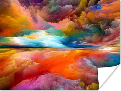 Produktbild von MuchoWow® Poster Gemälde - Ölgemälde - Abstrakt - Wolken 160x120 cm - Foto Plakat