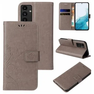 Produktbild von Kunstleder Flip-Hülle Floral für Smartphones - Farbe: Grau - Modellkompatibilität: Für Samsung Galaxy A54 5G