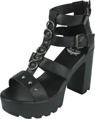 Produktbild von Rock Rebel by EMP Damen schwarze High Heels mit Nieten und Ringen EU40