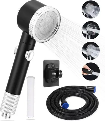 Produktbild von Famanu Handbrause mit Filter und Massagefunktion - 1,5 m Schlauch, 3 Strahlarten