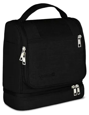 Produktbild von XXL Kulturbeutel zum Aufhängen [Design 2026] Große Kulturtasche für Damen, Herren mit Kofferhalterung und separatem Nassfach - Waschtasche für Männer & Frauen (Schwarz Neu)