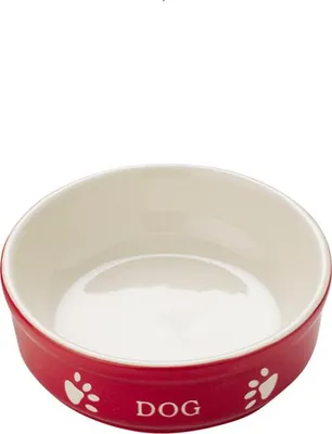 Immagine prodotto di Ciotola in Vetroceramica per cani Nobby "DOG" 12 X 12 X 3,7 cm rosso / beige