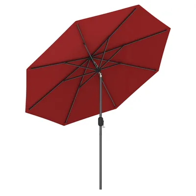 Produktbild von COSTWAY Ø270cm Sonnenschirm Sechseck Gartenschirm  Marktschirm Terrassenschirm Strandschirm Ampelschirm Kurbelschirm Weinrot