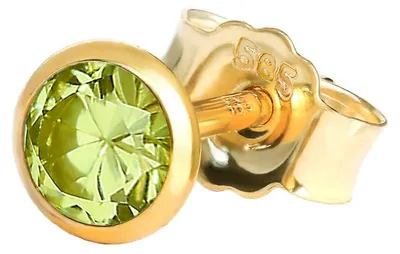 Produktbild von NKlaus Einzel Ohrstecker 4,0mm mit echtem Peridot, 585 Gelbgold