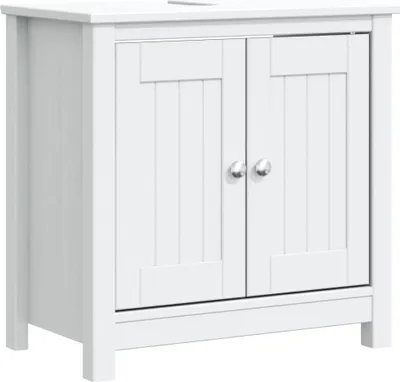 Image de vidaXL Meuble sous-lavabo BERG blanc 60x34x59 cm pin massif