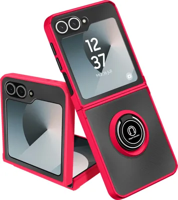 Image de Avizar, étui de protection pour Samsung Galaxy Z Flip6 anneau métallique support vidéo, rouge