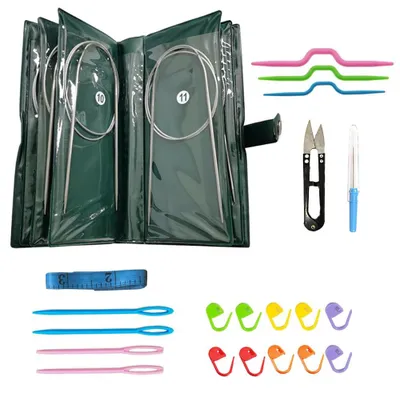 Rundstricknadeln-Set, 11 Stück, 80 cm, Edelstahl