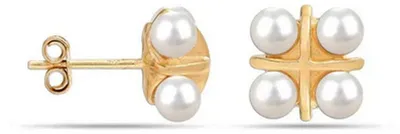 Produktbild von Bibei Perlenkreuz-Ohrringe für Damen aus 925er Sterlingsilber mit Goldplattierung BIPE023