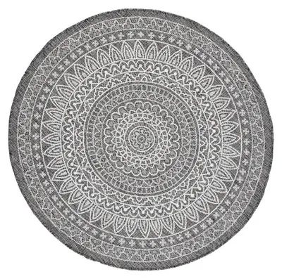 Produktbild von In- & Outdoor Teppich Rund - Summer Azteca Grau