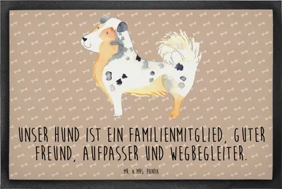Produktbild von Mr. & Mrs. Panda Schmutzfangmatte Hund Australien Shepherd 60 x 90 cm - Hundeglück - Geschenk, Schmutzmatte, fußmatte, Sprüche, Spruch, Schmutzfangteppich, Fussmatte
