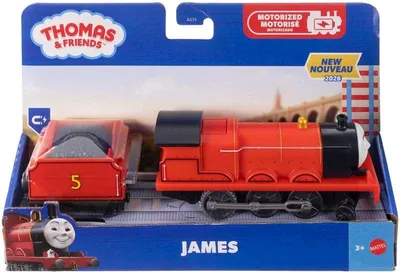 Produktbild von Fisher-Price Thomas & seine Freunde von Batteriebetriebener Zug, Batteriebetriebene Spielzeuglok James mit Kohlewagen, Zug, 3 Jahr(e), AAA, Kunststoff, Schwarz, Rot