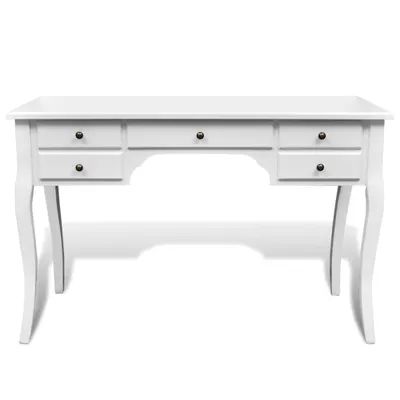 Image de vidaXL Bureau français en bois avec pieds galbés 5 tiroirs