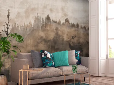 Produktbild von Vlies Fototapete Hirsch 300x210 cm Tapeten Wandtapete XXL Tiere Wald Landschaft Natur wie gemalt c-A-0217-a-a
