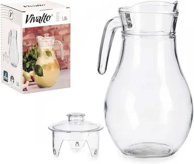 Imagen del producto de Jarra de vidrio con tapa, de 1800 ml, para agua y zumos