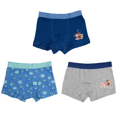 Produktbild von Paw Patrol Boxershorts für Jungen - Unterwäsche Unterhose Boxer Blau/Grau (3er Pack), Größe:110-116