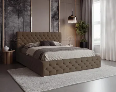 Productafbeelding van BESILIO Chesterfield bed 140x200 Chester - bed met opbergruimte - Bruin