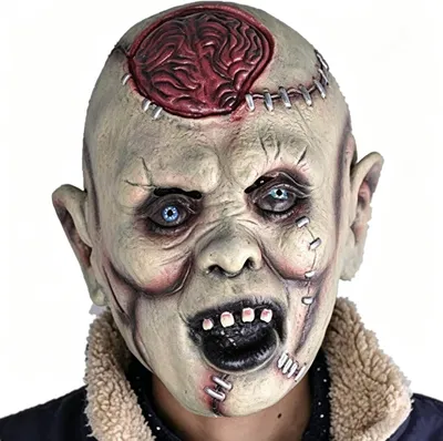 Image de Masque d'horreur en latex, taille unique, masque de zombie pour Halloween