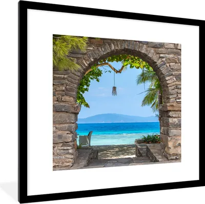 Produktbild von MuchoWow® Gerahmtes Poster Strand - Meer - Tropisch - Sommer - Aussicht 40x40 cm - Poster mit Schwarzem Bilderrahmen Wandposter Rahmen Foto Bilder - Poster - Plakat im Rahmen