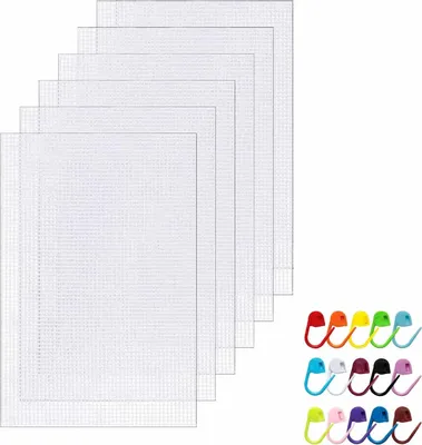 Produktbild von Zbssny DIY Kunststoff-Mesh Gitter für Bastelarbeiten, Faltbar und Zuschneidbar, Hochwertige Plastik-Leinwand für Handarbeit und Nähprojekte, 6 Stück