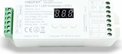 Produktbild von DALI Mi-Light 5-in-1 Empfänger Controller Steuerung (DT8) DALI Signal or Push Dimming 12/24V "20A" | CCT, RGB, RGBW, RGB+CCT