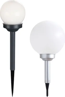 Produktbild von 2er Set LED Solarleuchten, Kugel weiß, Erdspieß, D 10/15 cm