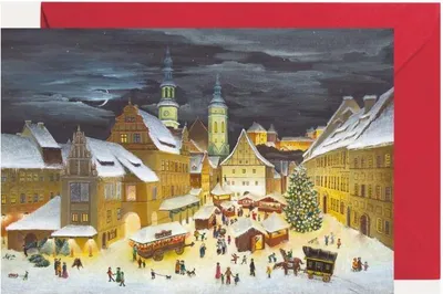 Productafbeelding van Mini-adventskalender van de marktplaats van Pirna, als een uitklapkaart met envelop